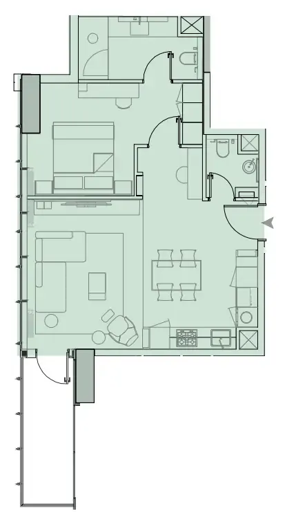 1 BR layout at Wynwood Horizon
