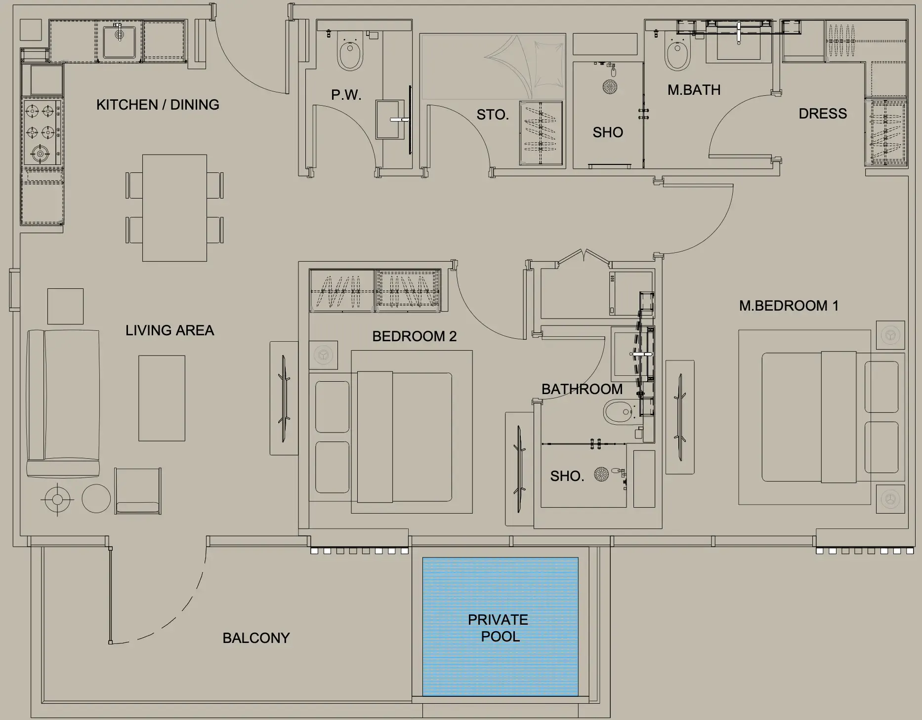 2 BR layout at Beverly Gardens