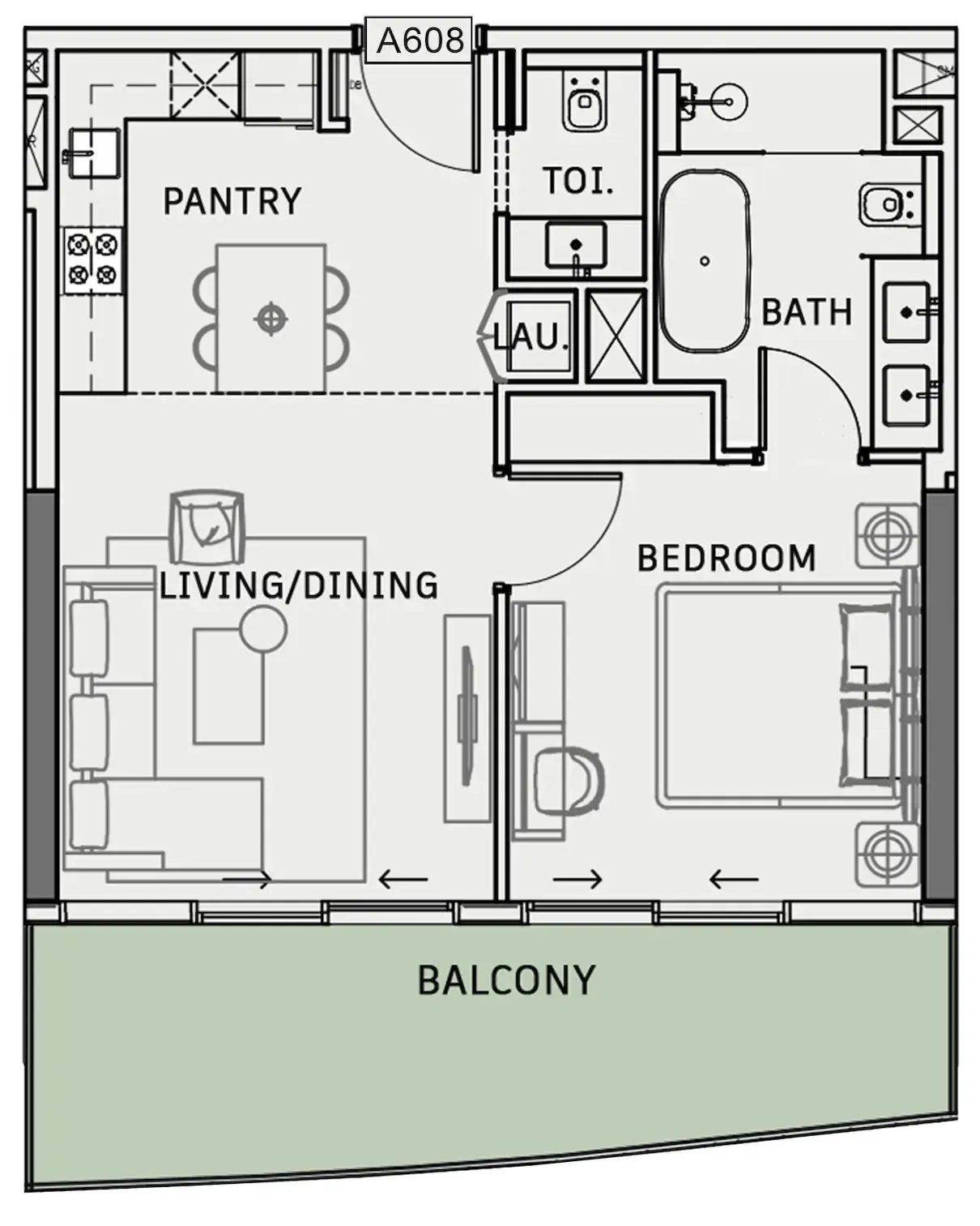 1 BR layout at One Sky Park