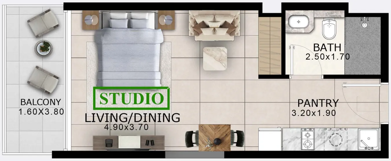 0 BR layout at Arlington Park