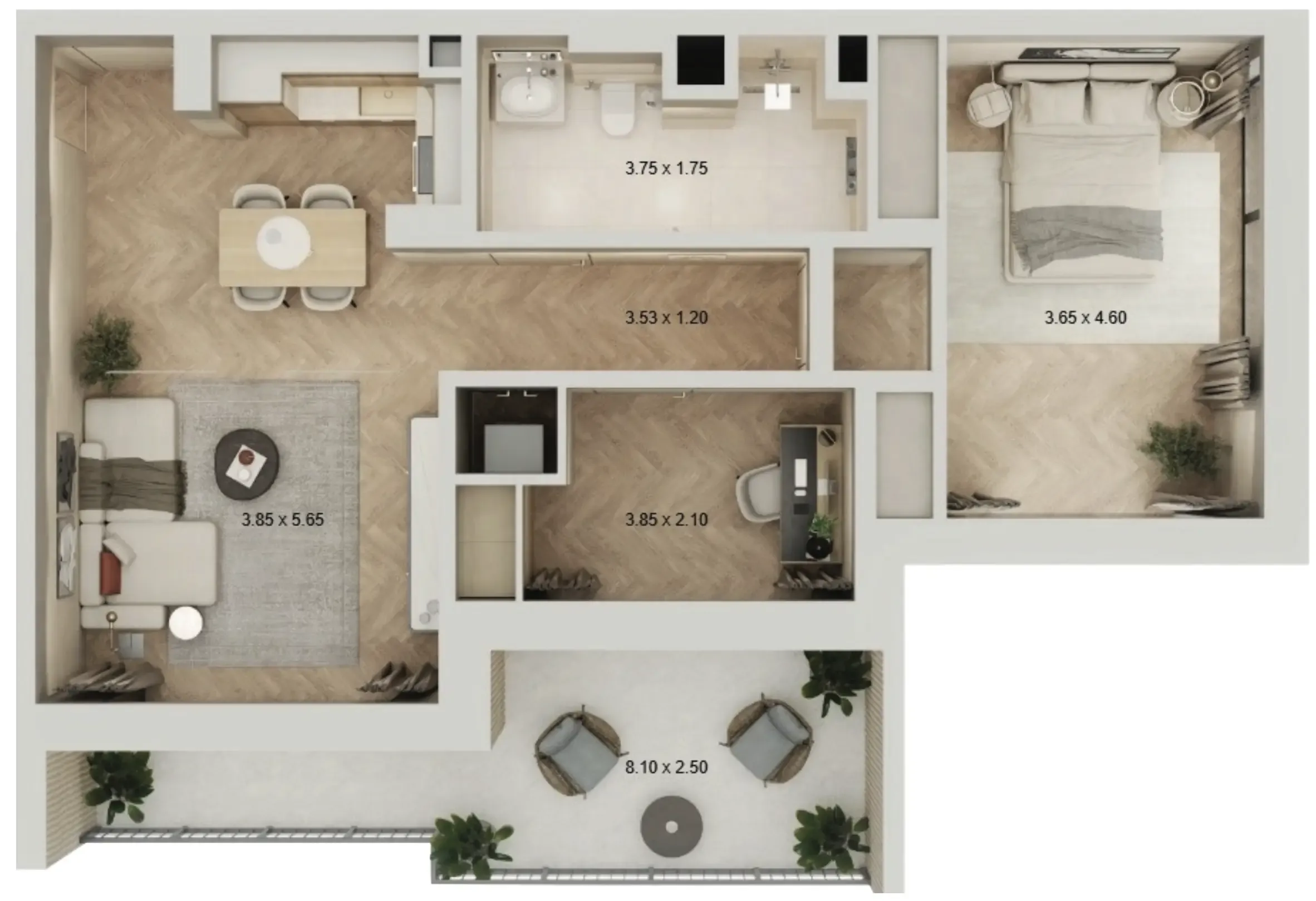1 BR layout at Arisha Terraces