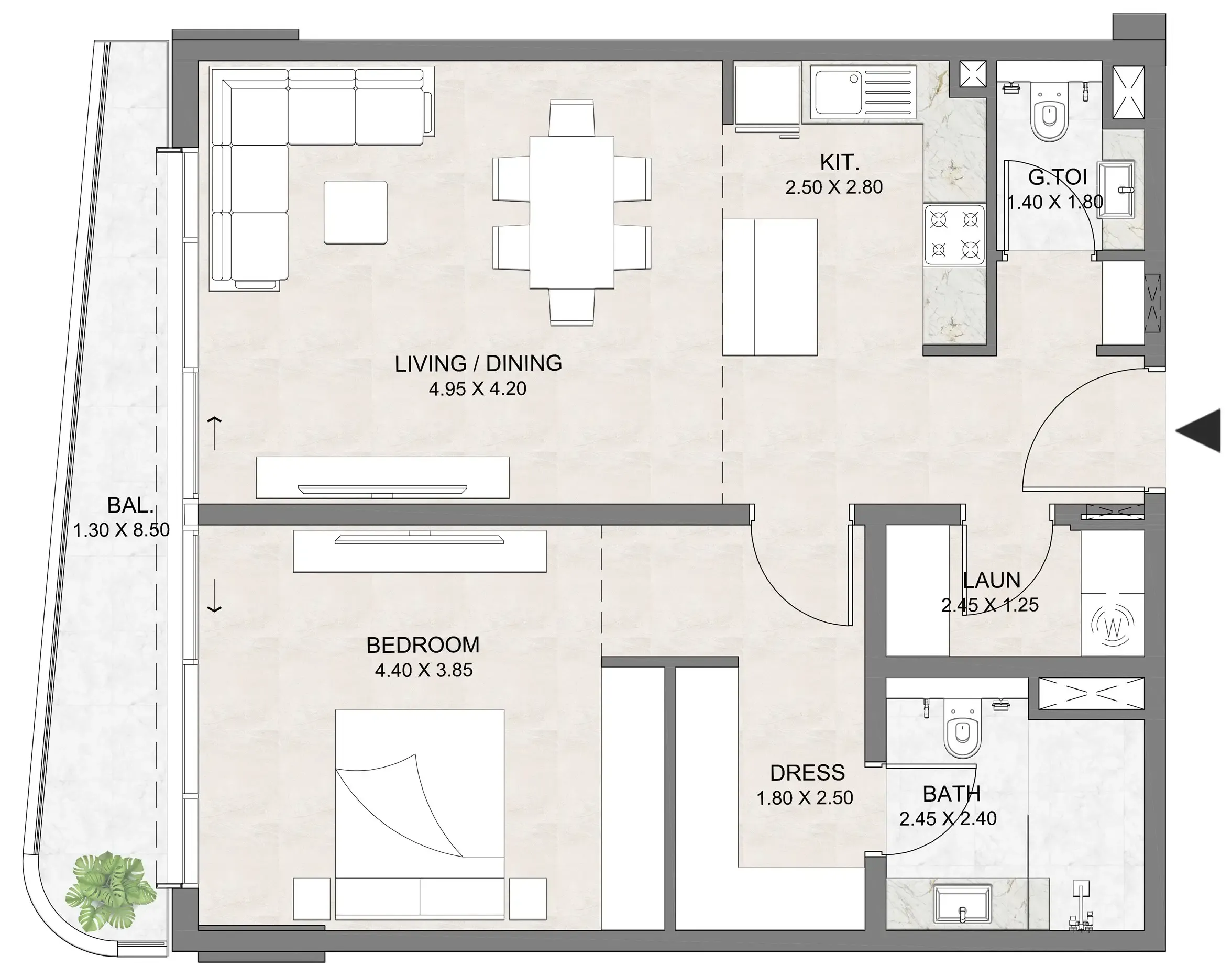 1 BR layout at Luzora Residence