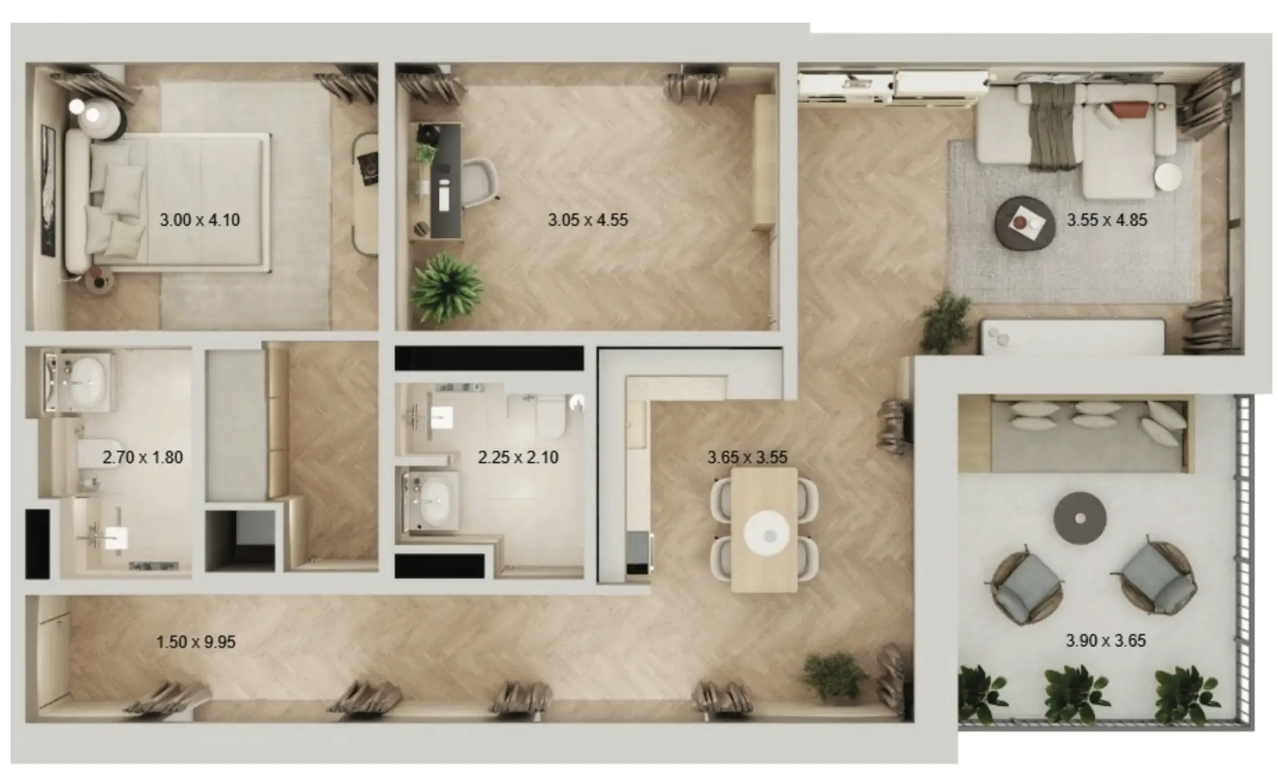1 BR layout at Arisha Terraces