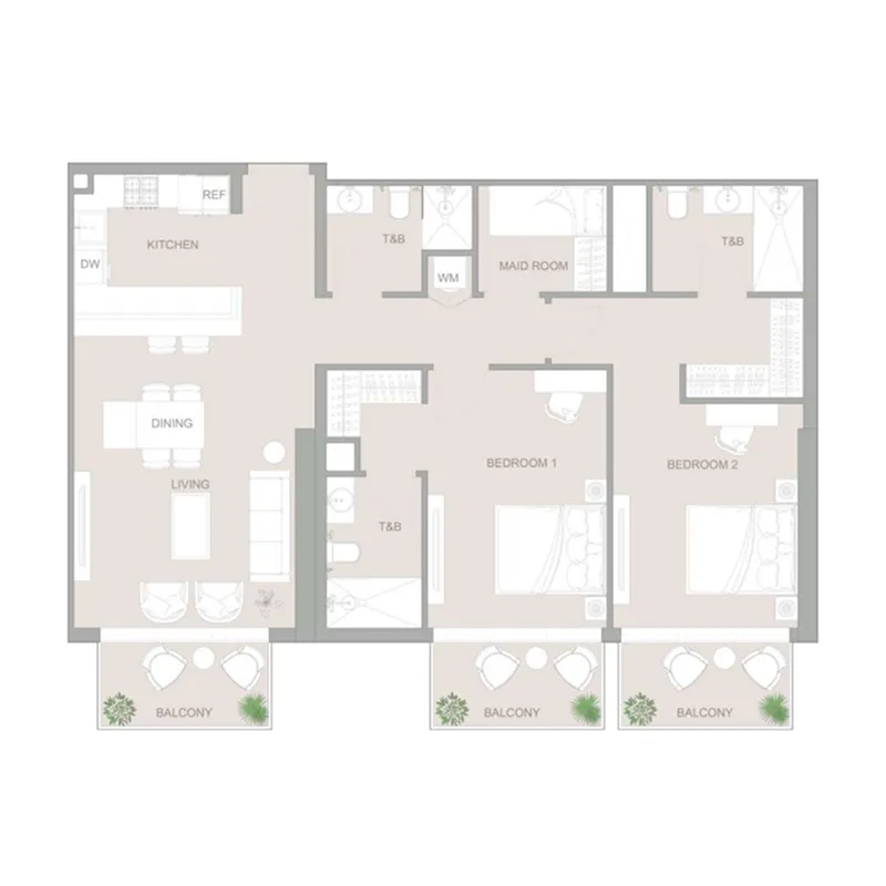 2 BR layout at 1WOOD Residence 2
