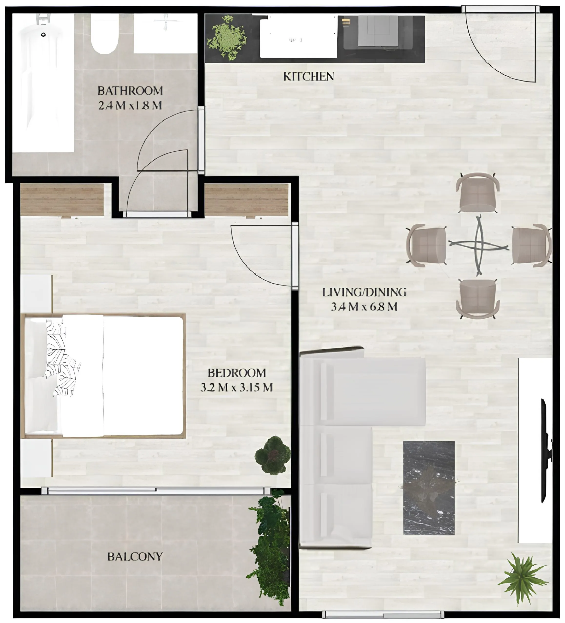 1 BR layout at Maimoon Gardens