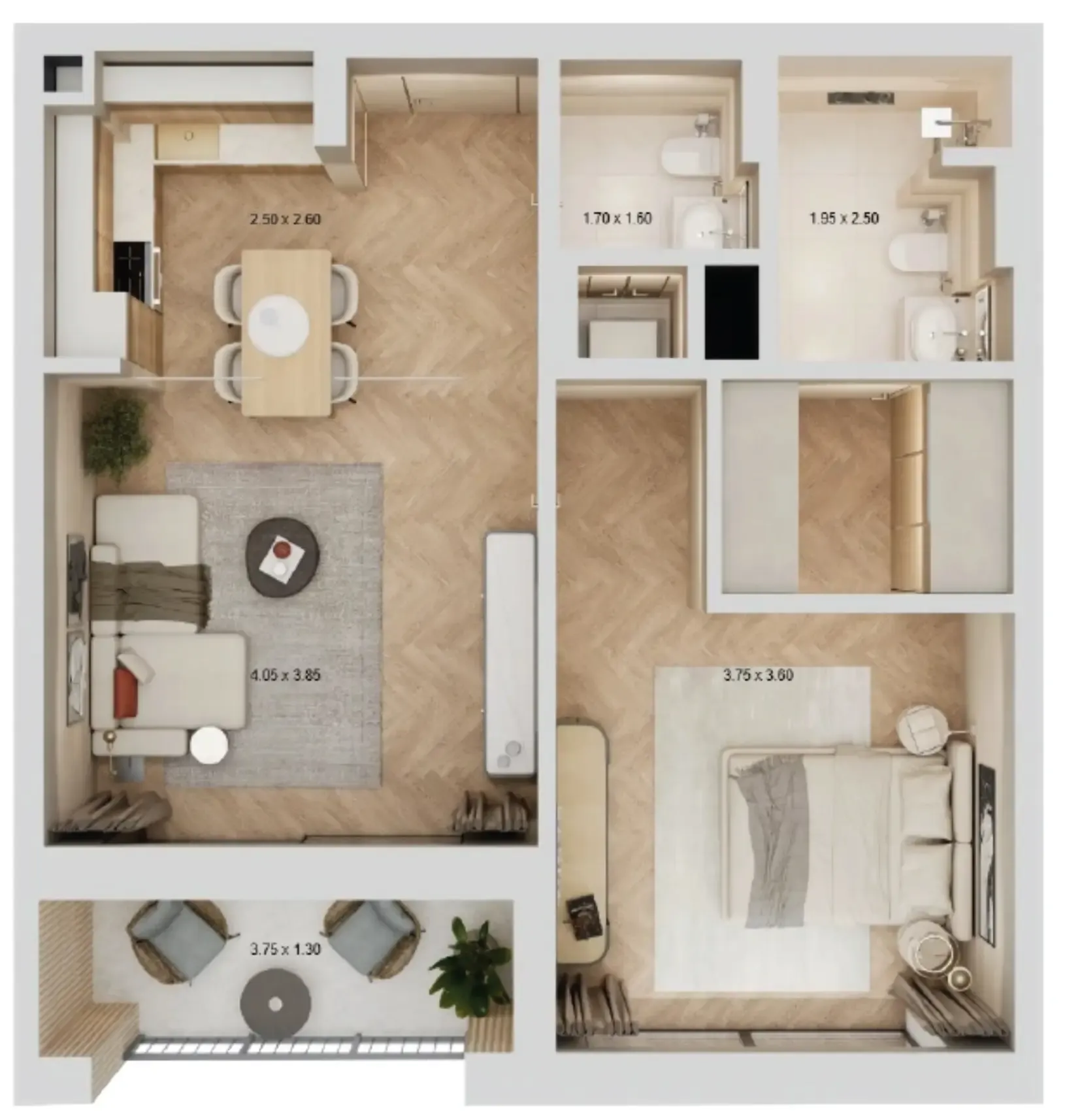 1 BR layout at Arisha Terraces