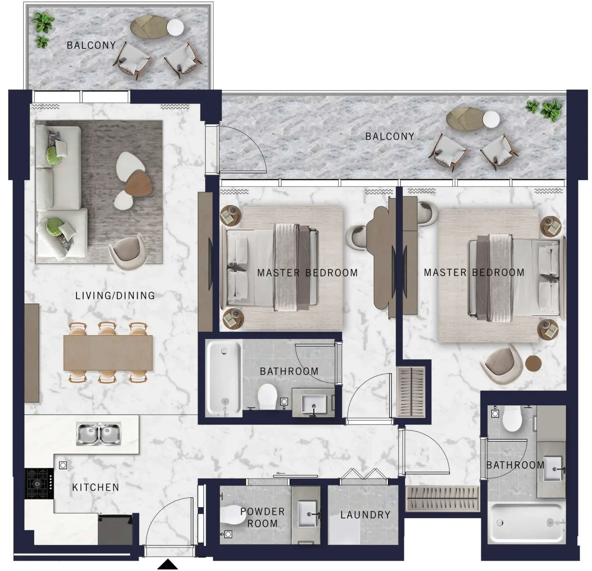 2 BR layout at DoubleTree by Hilton