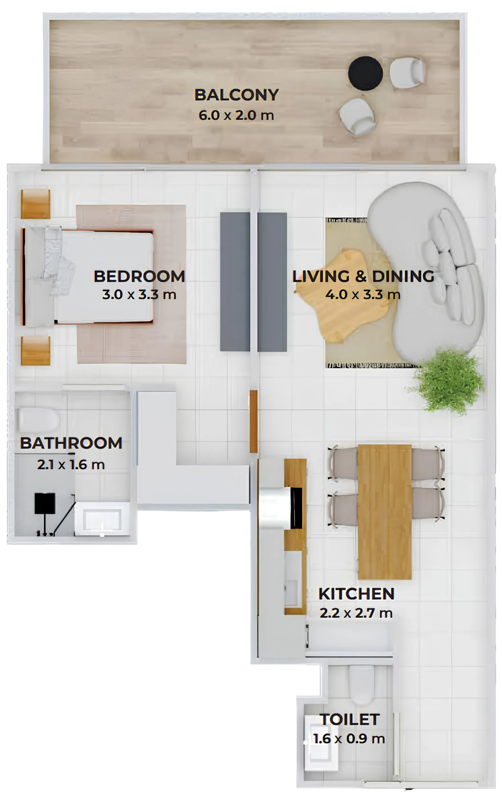1 BR layout at Treppan Tower