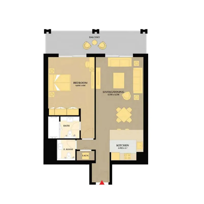 1 BR layout at Riva Residence