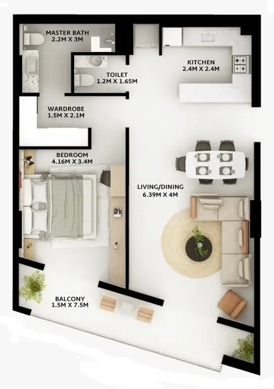 1 BR layout at Viera Residences