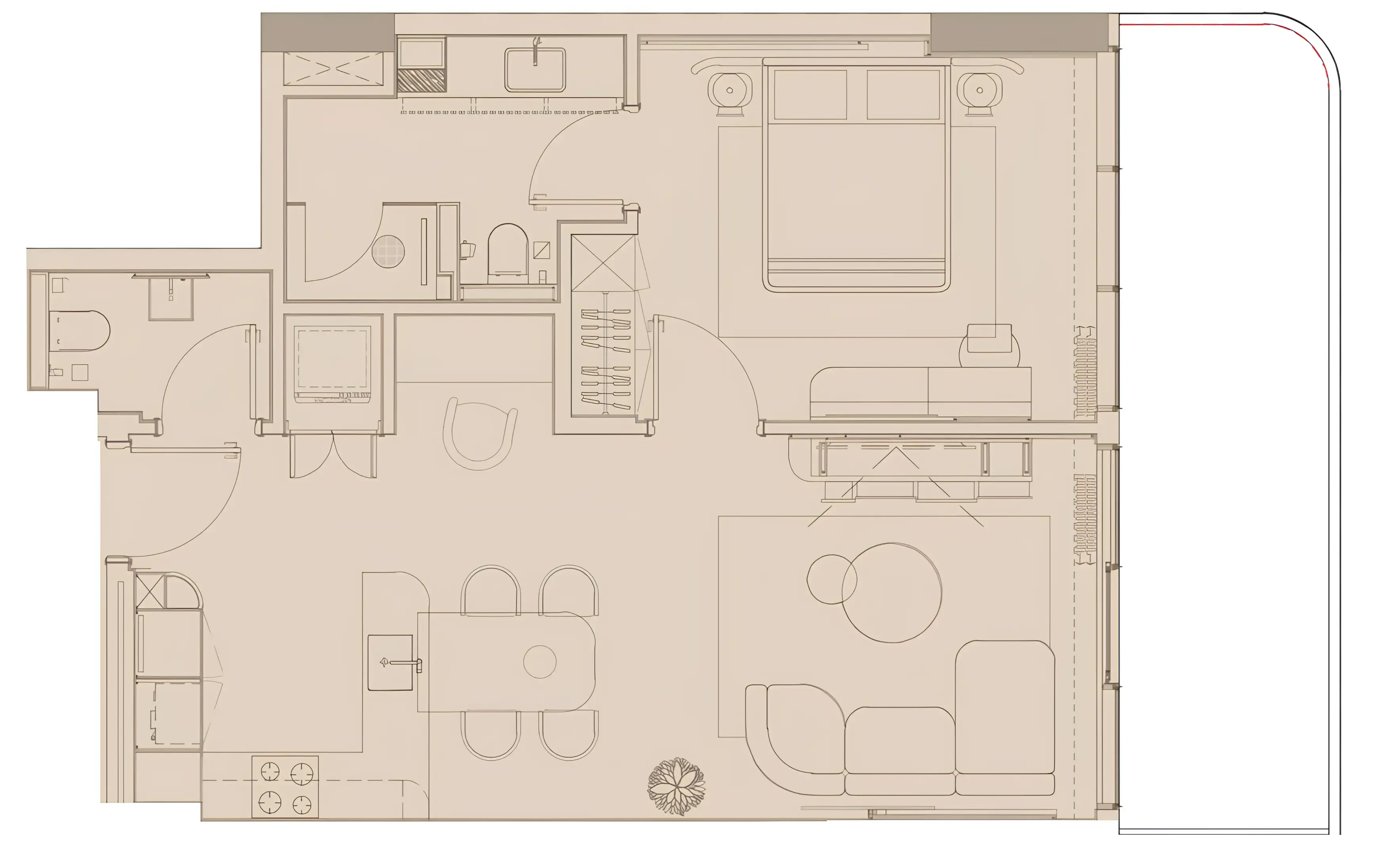 1 BR layout at Pearl House IV