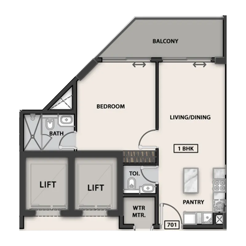 Marquis Galleria 1 BR floor plan - Arjan, Dubai - by Marquis