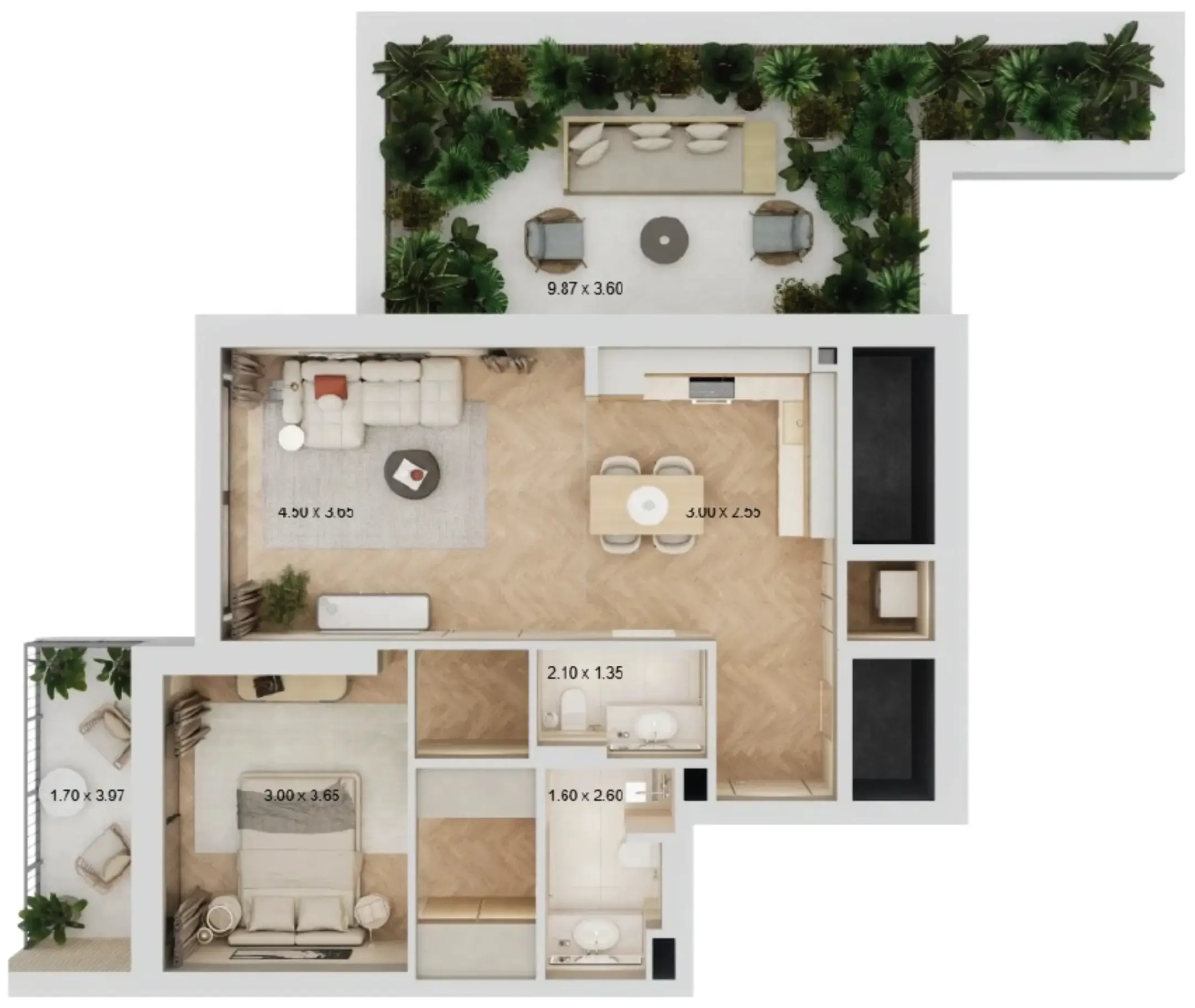 1 BR layout at Arisha Terraces