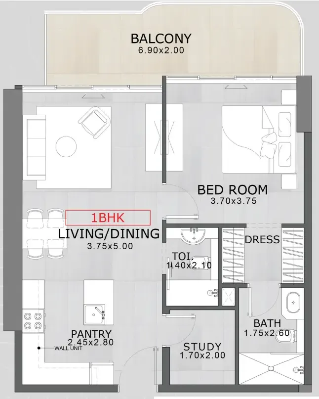 1 BR layout at Floarea Skies