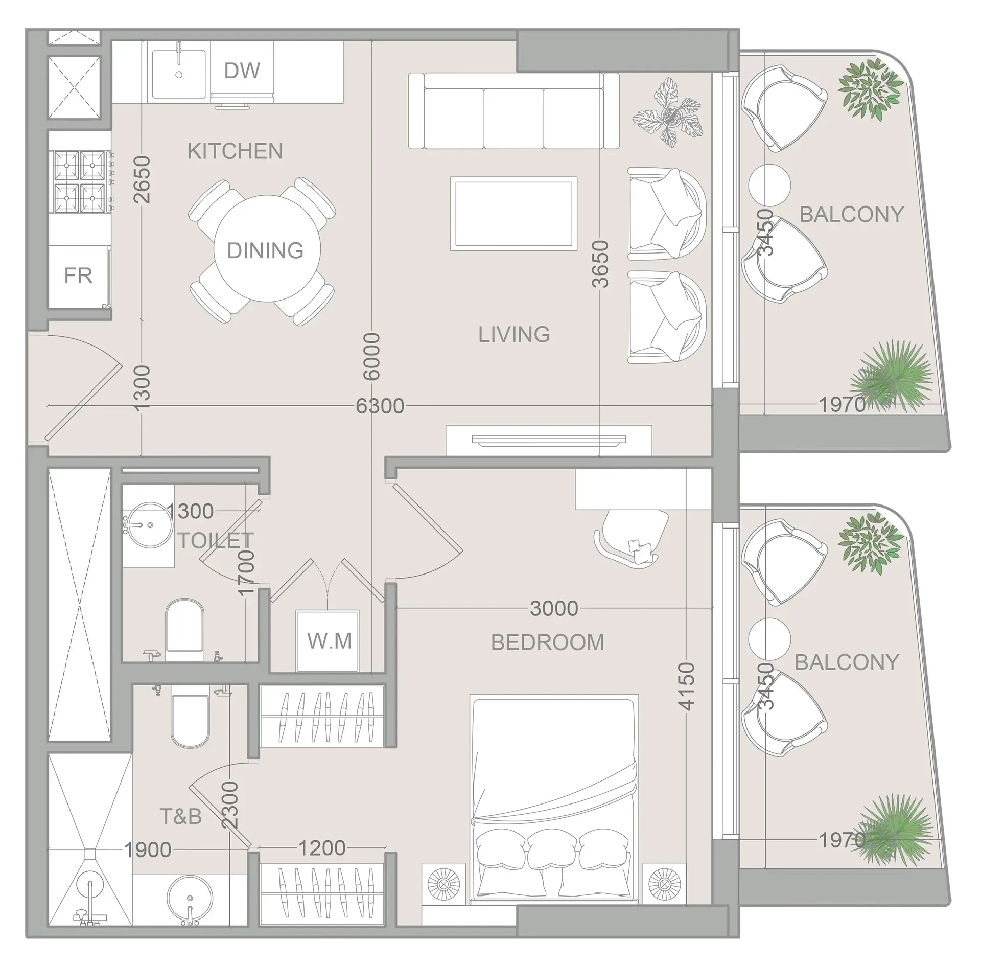1 BR layout at ELAR1S Sky