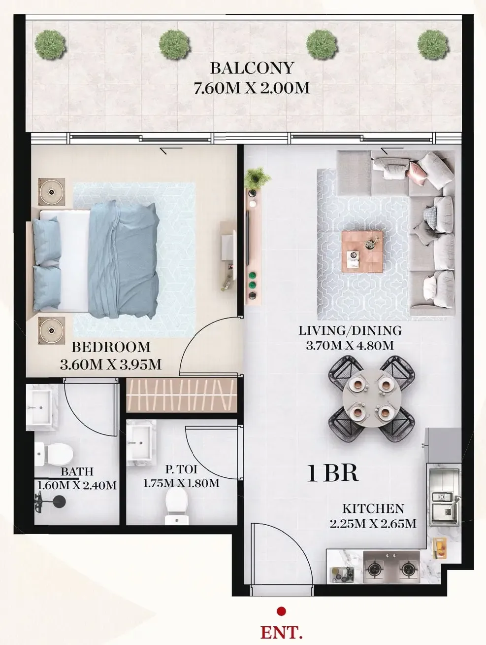 1 BR layout at Chapter 01 by Newbury
