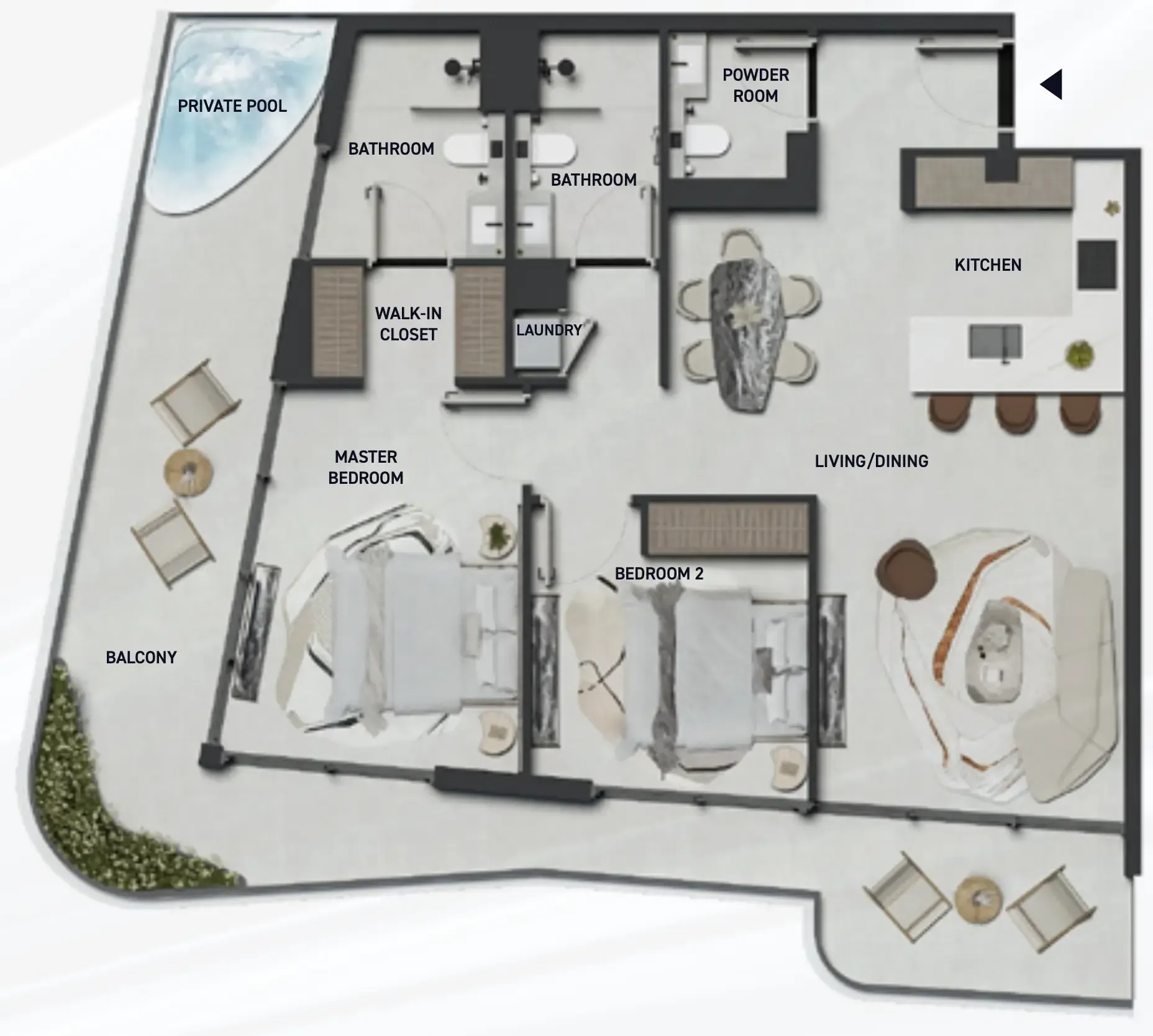 2 BR layout at Hadley Heights 2