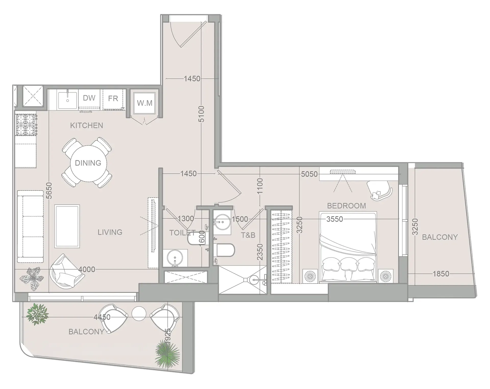 1 BR layout at ELAR1S Sky