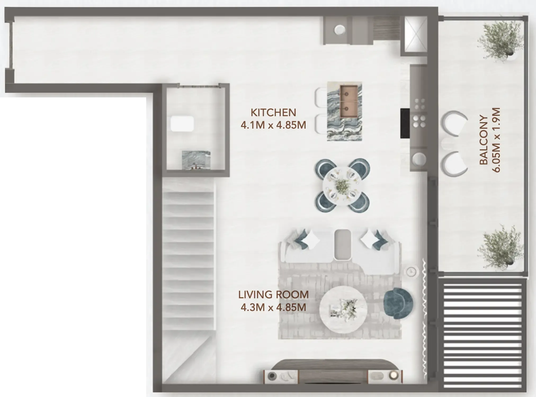 1 BR layout at 241 Waterside