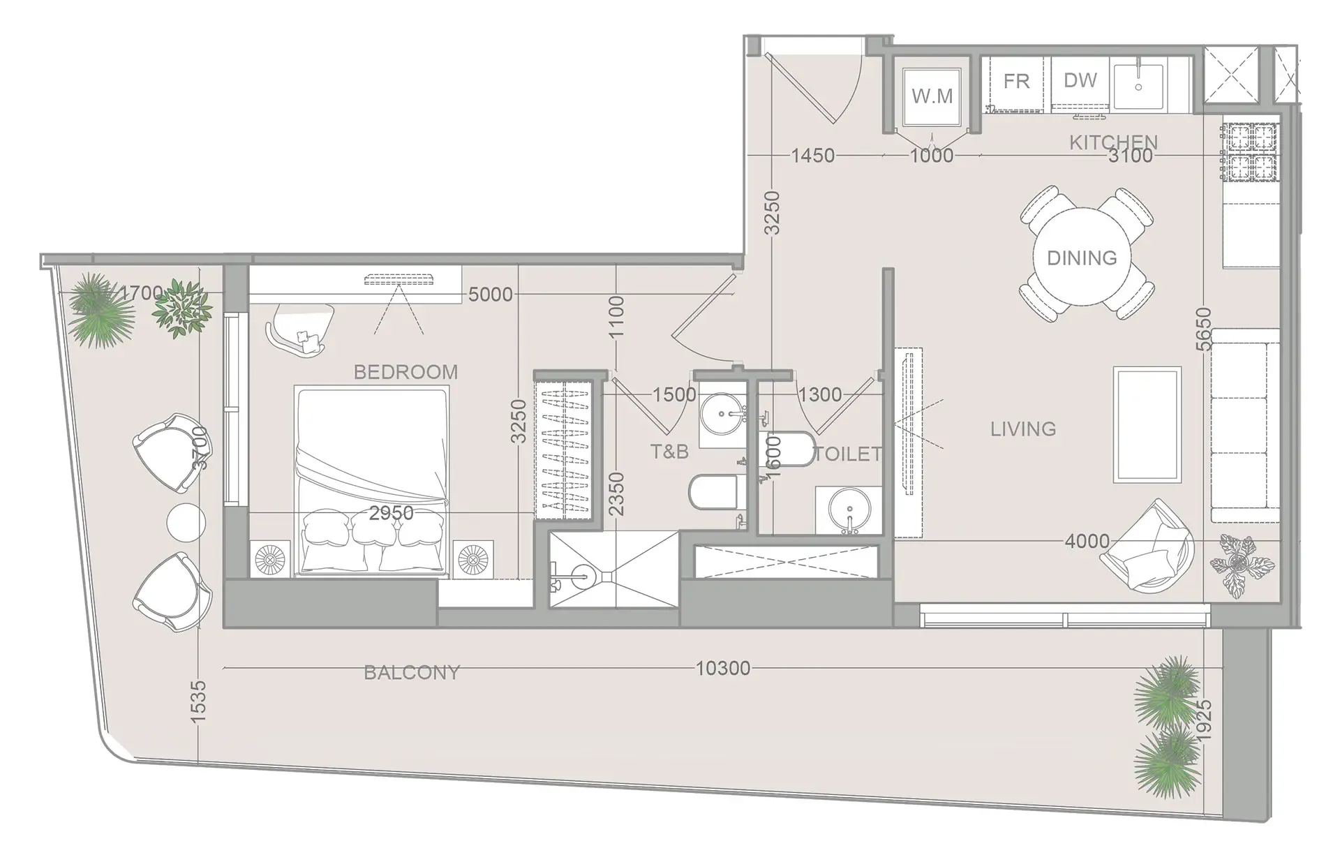 1 BR layout at ELAR1S Sky