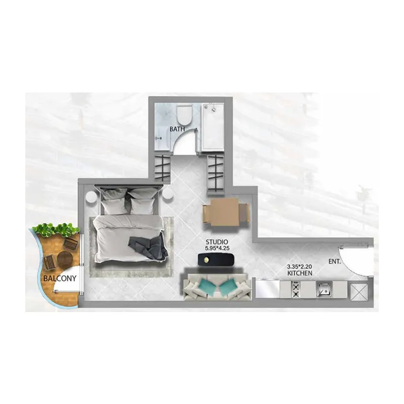 0 BR layout at 311 Boulevard