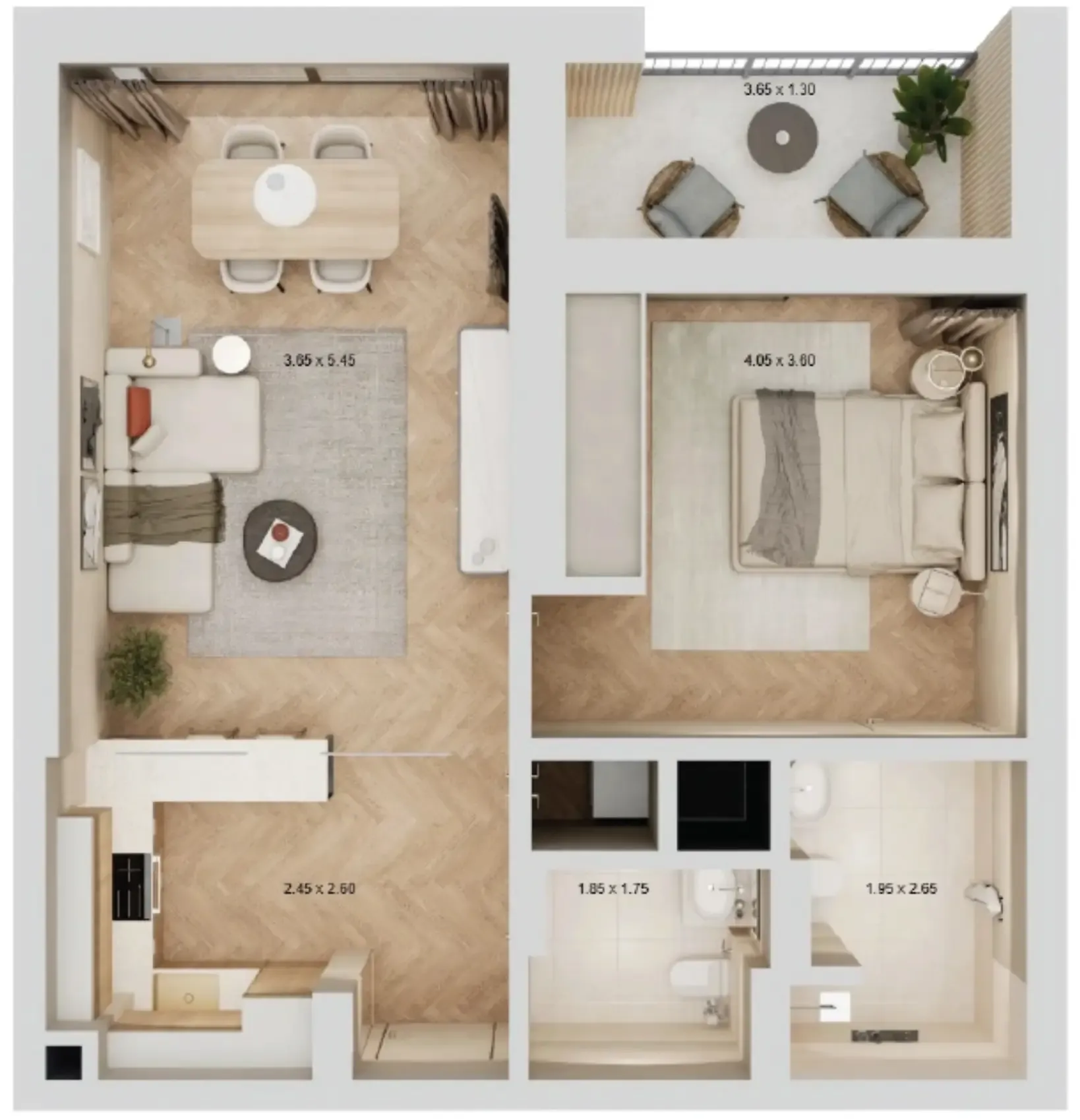1 BR layout at Arisha Terraces