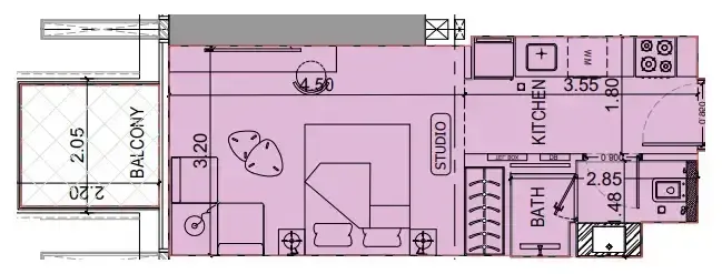 0 BR layout at Binghatti Luxuria