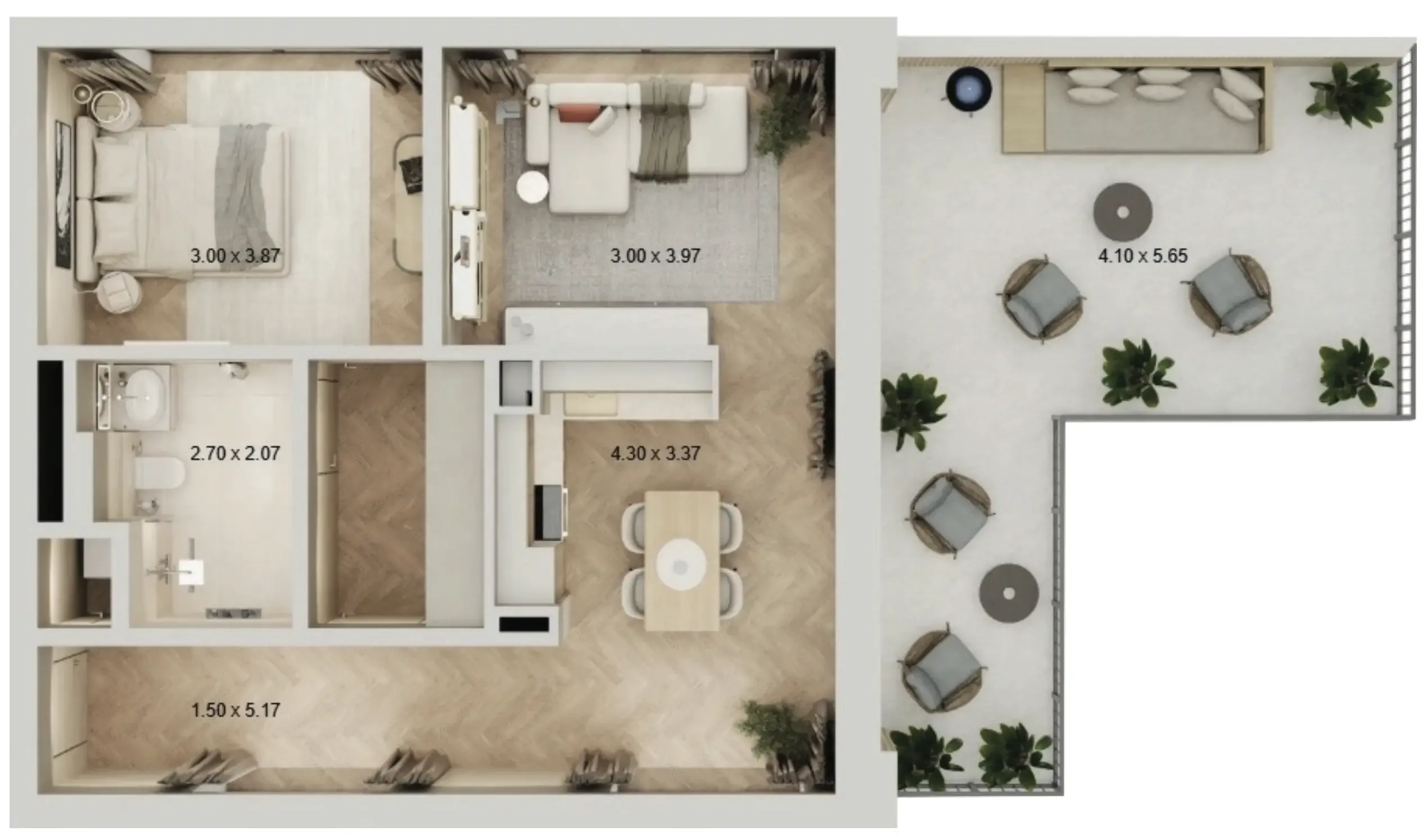 1 BR layout at Arisha Terraces