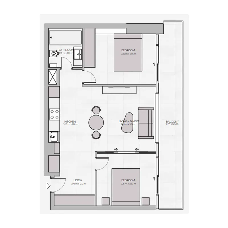 2 BR layout at The Community JVT