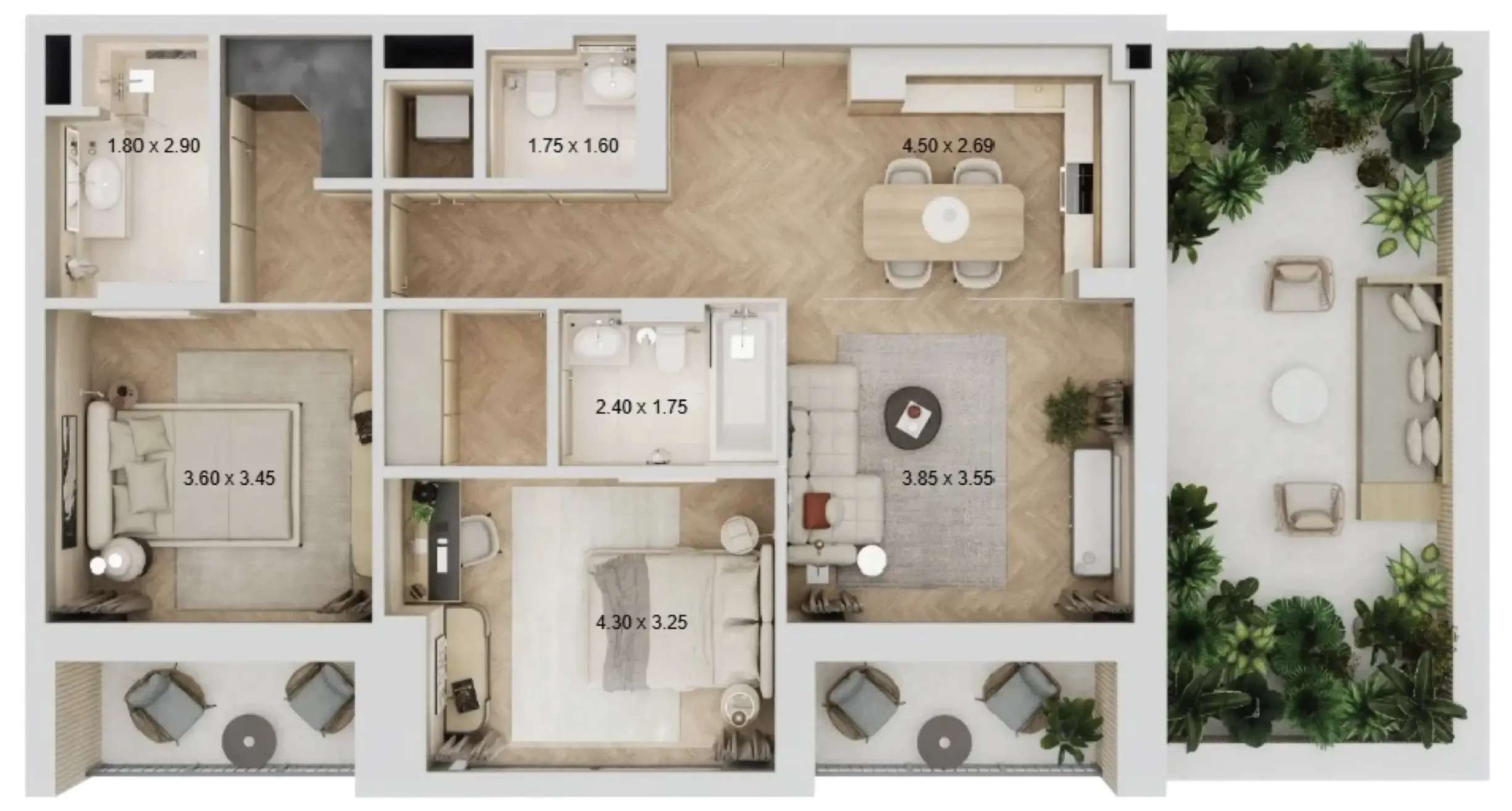 2 BR layout at Arisha Terraces