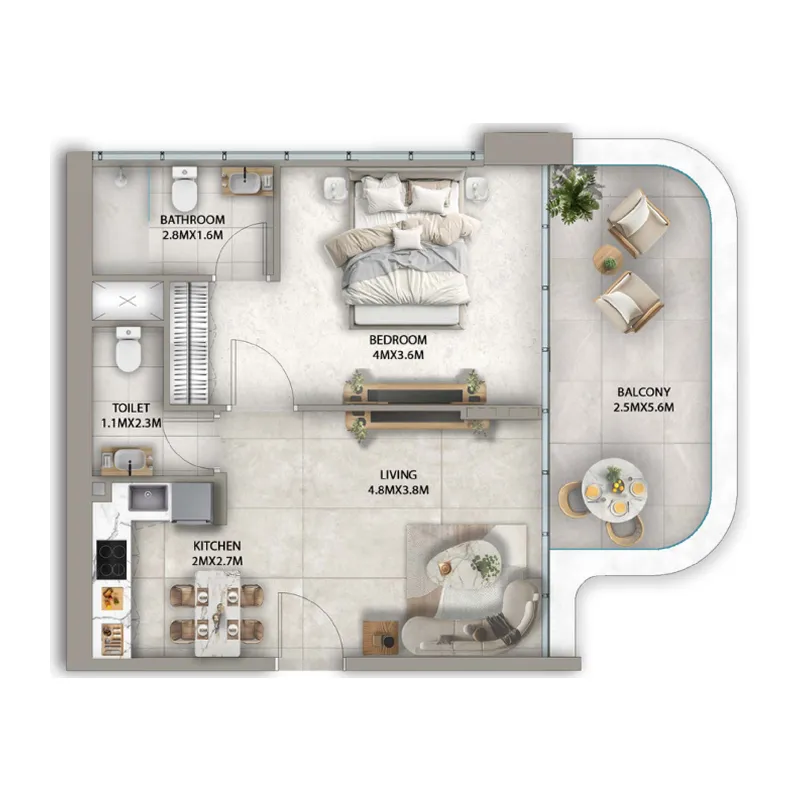 1 BR layout at Antalya
