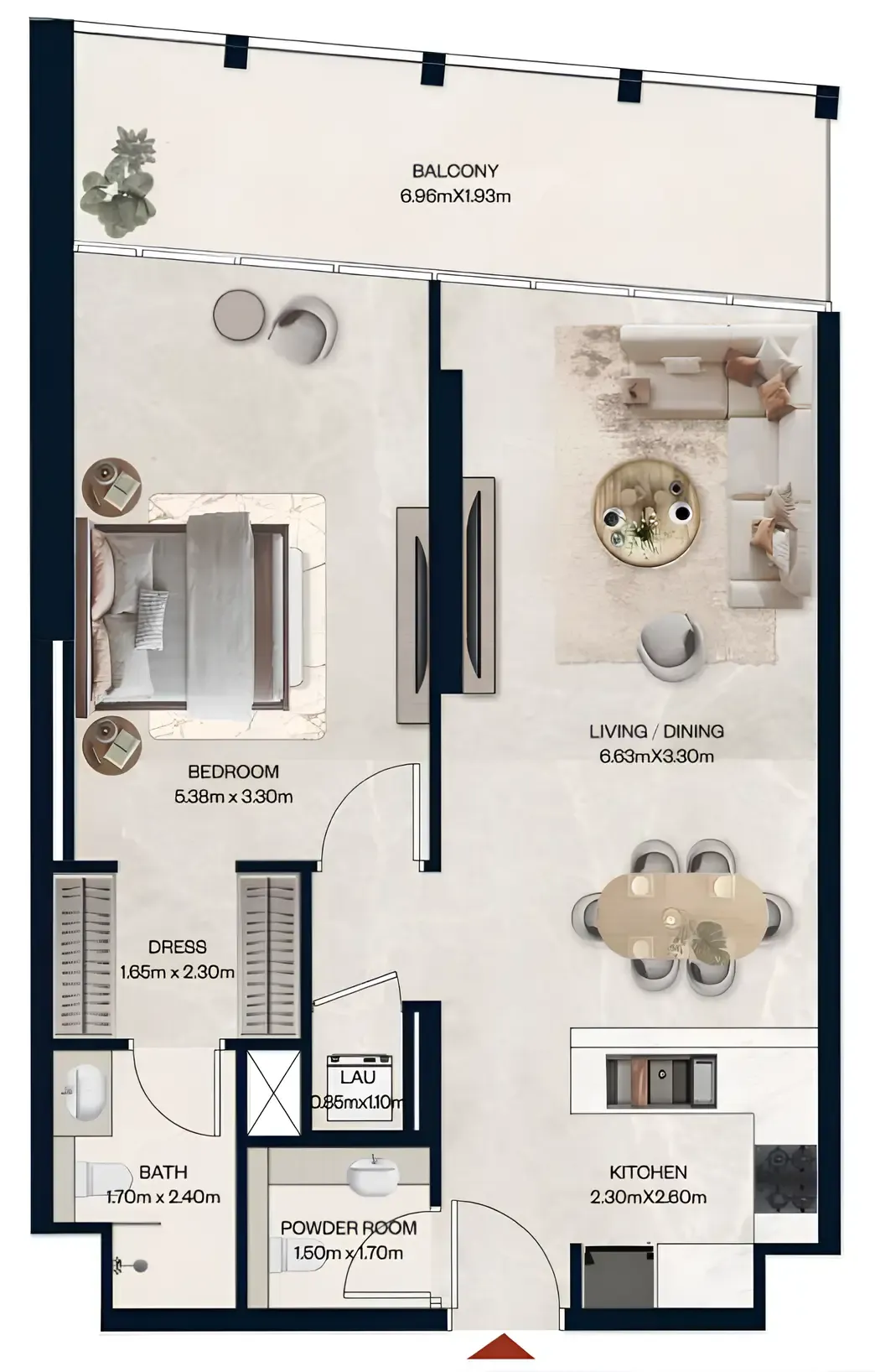 1 BR layout at Norah Residence
