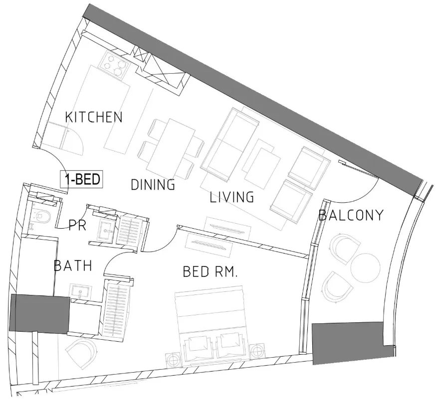 Safa Two de Grisogono 1 BR floor plan - Business Bay, Dubai - by DAMAC