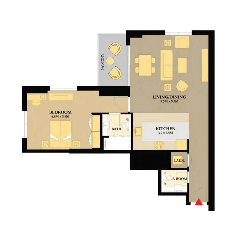1 BR layout at Riva Residence