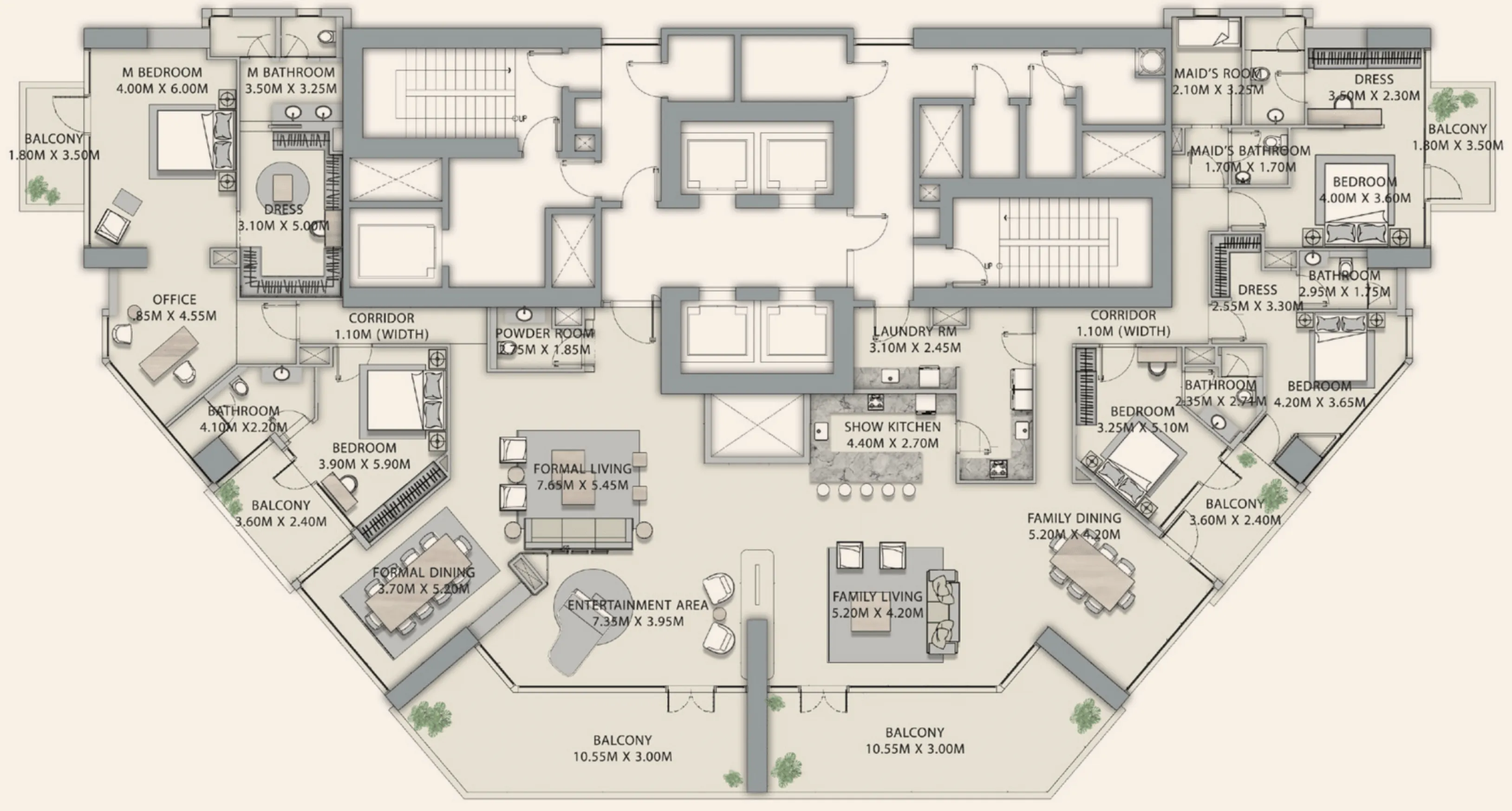 5 BR layout at Velor Penthouses