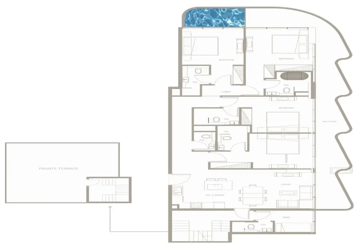 4 BR layout at Iluka Residences