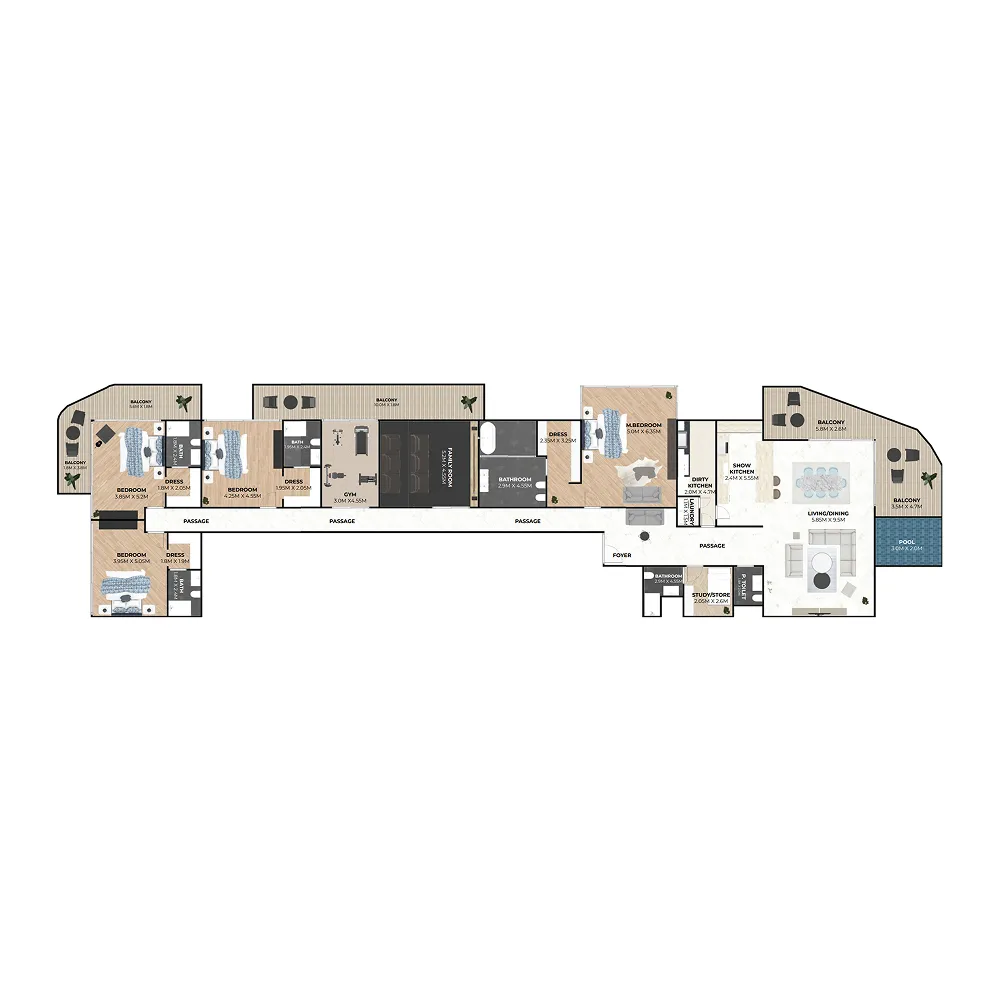 4 BR layout at Hatimi Residences