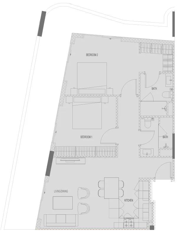 2 BR layout at Hadley Heights 2