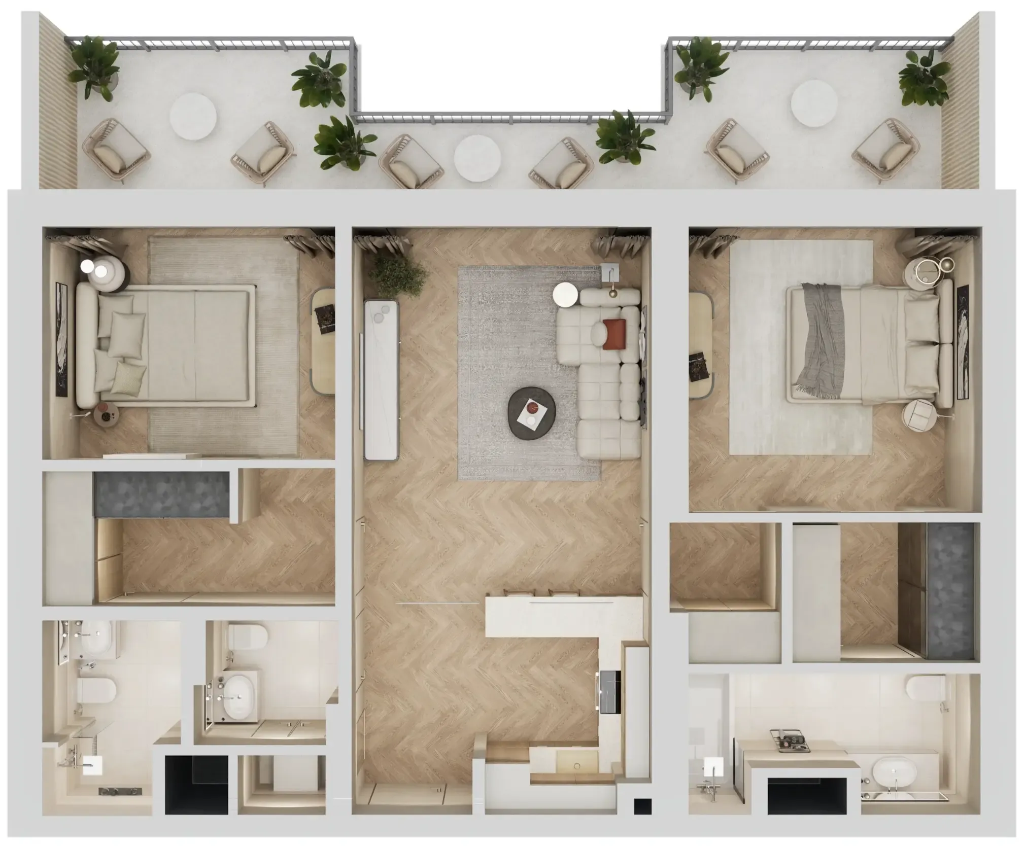 2 BR layout at Arisha Terraces