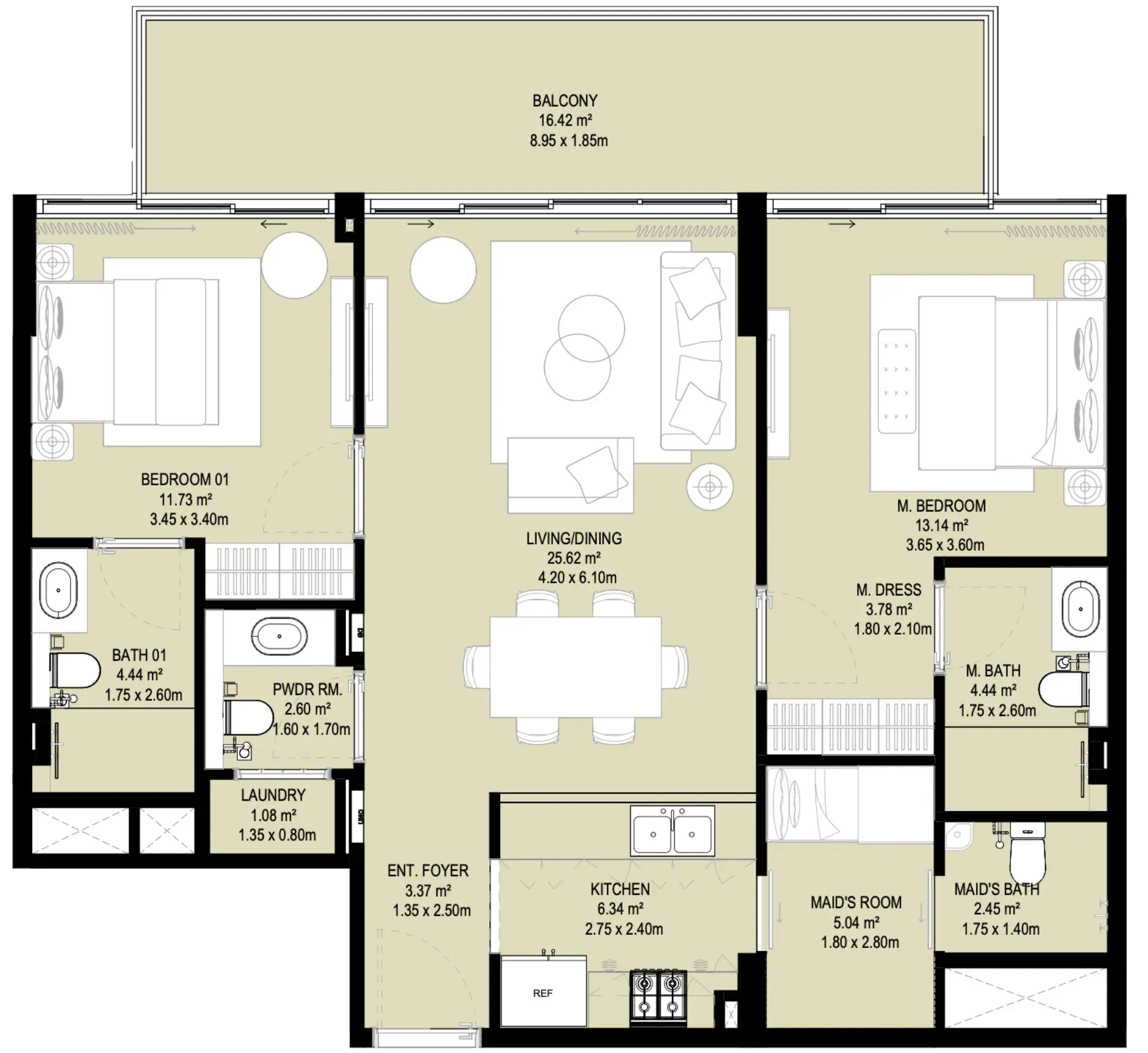 2 BR layout at Aura Prestige