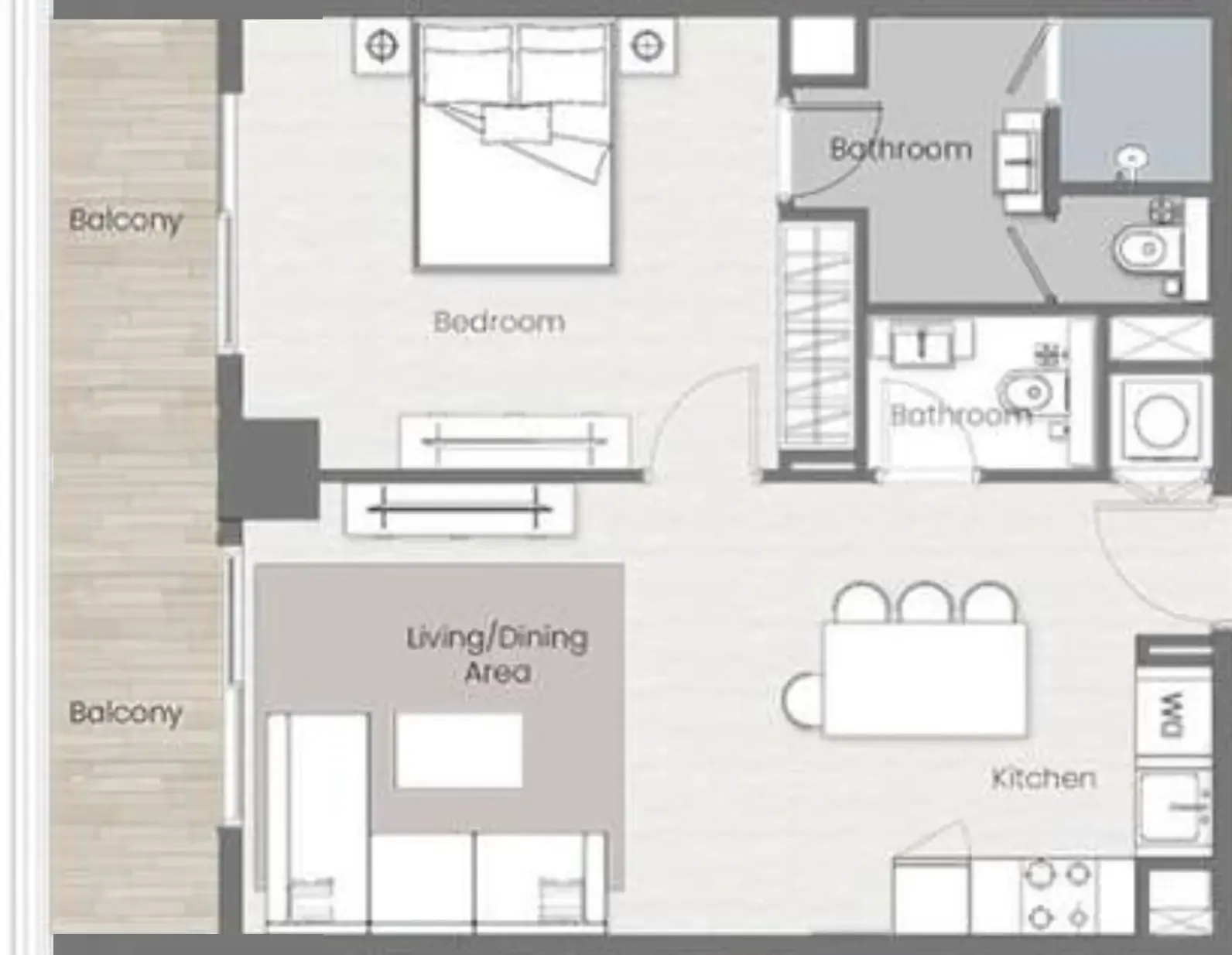 1 BR layout at Beverly Park