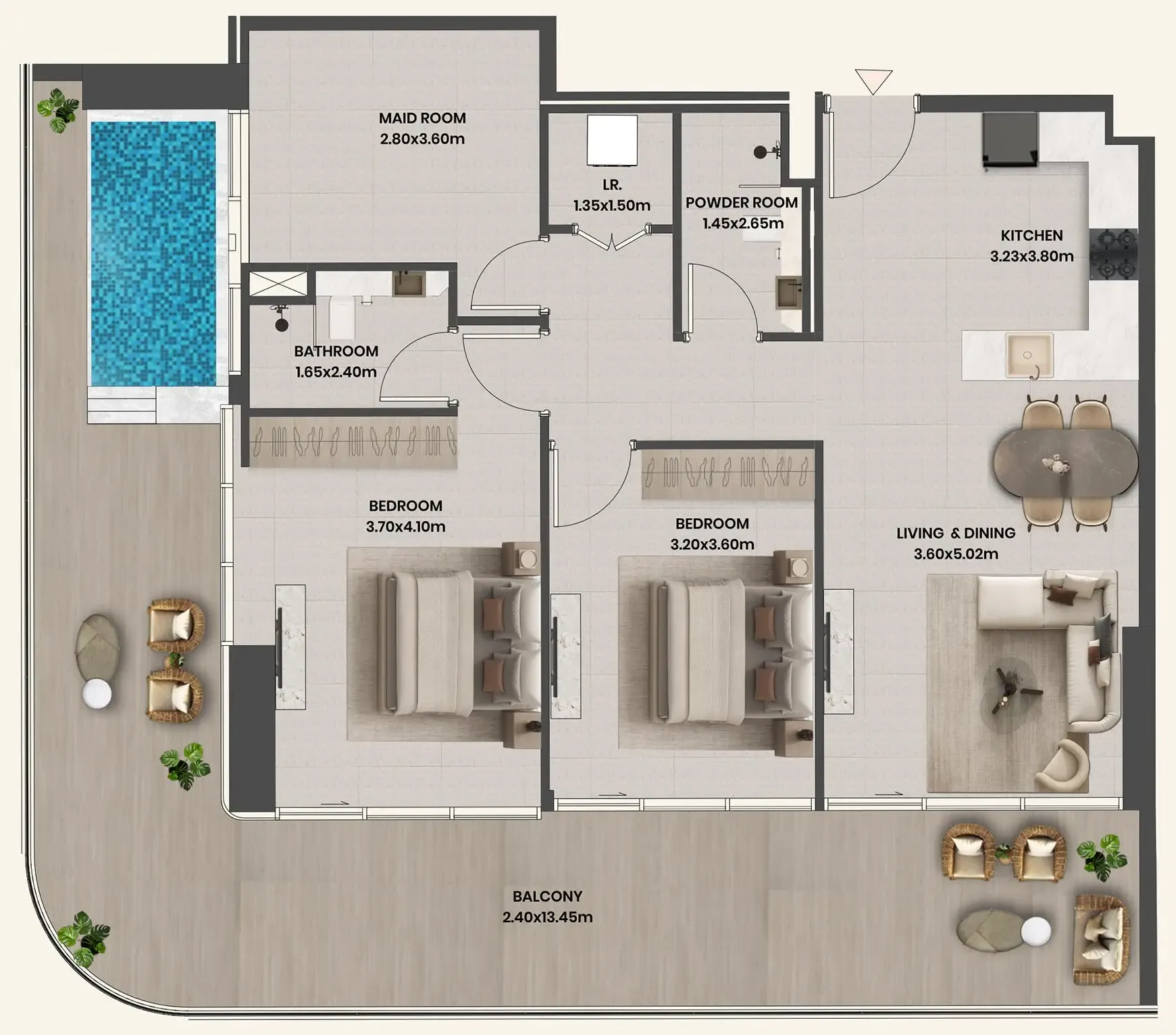 2 BR layout at Divine Al Barari