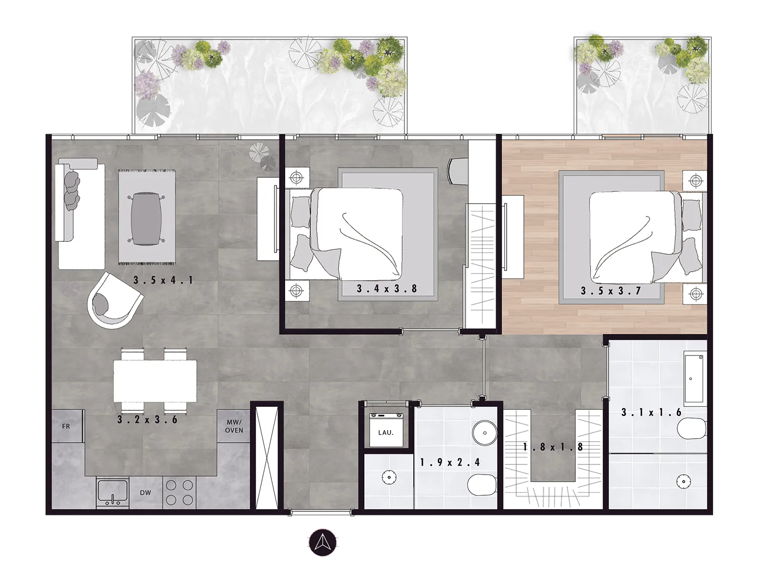 2 BR layout at The Autograph i Series Residence
