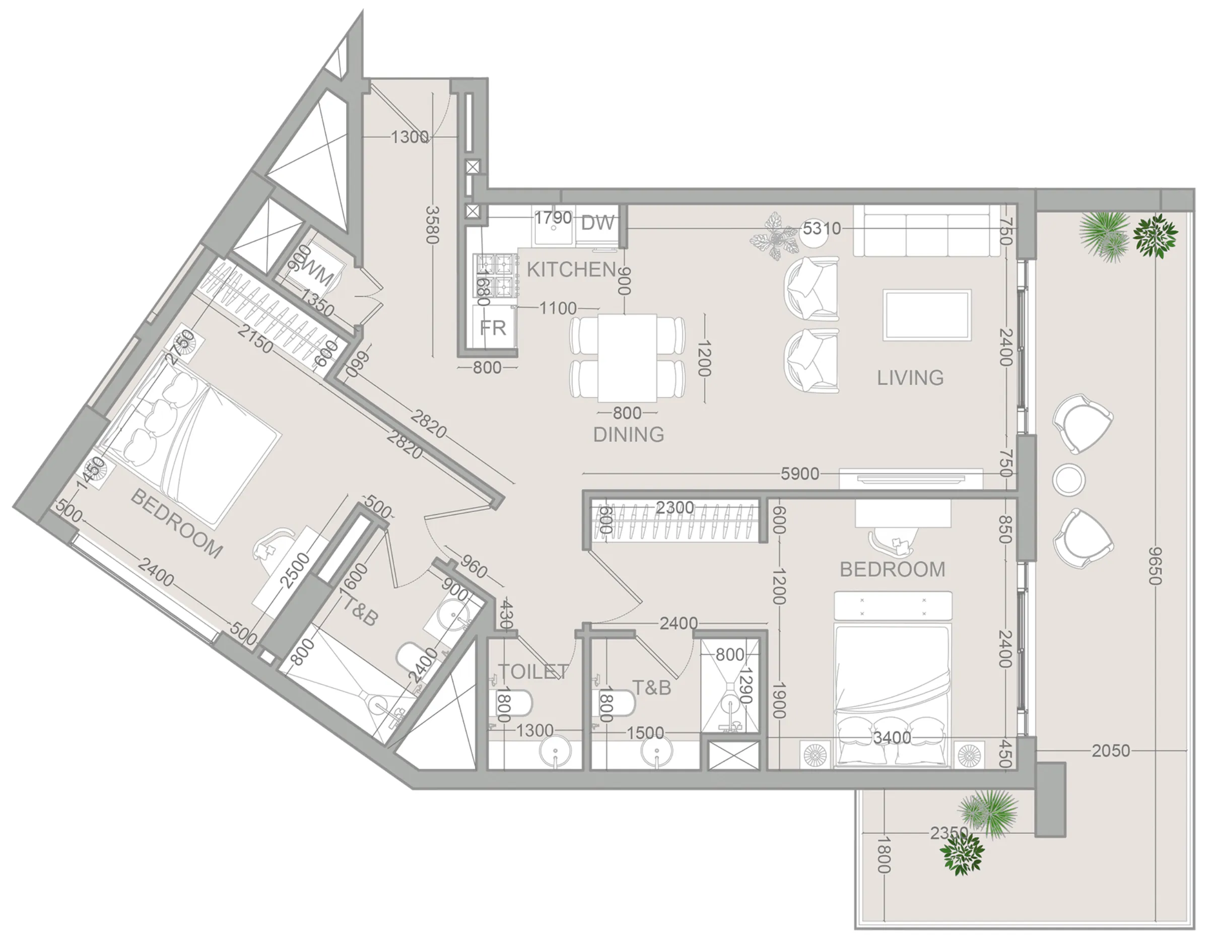 2 BR layout at VERDAN1A 2