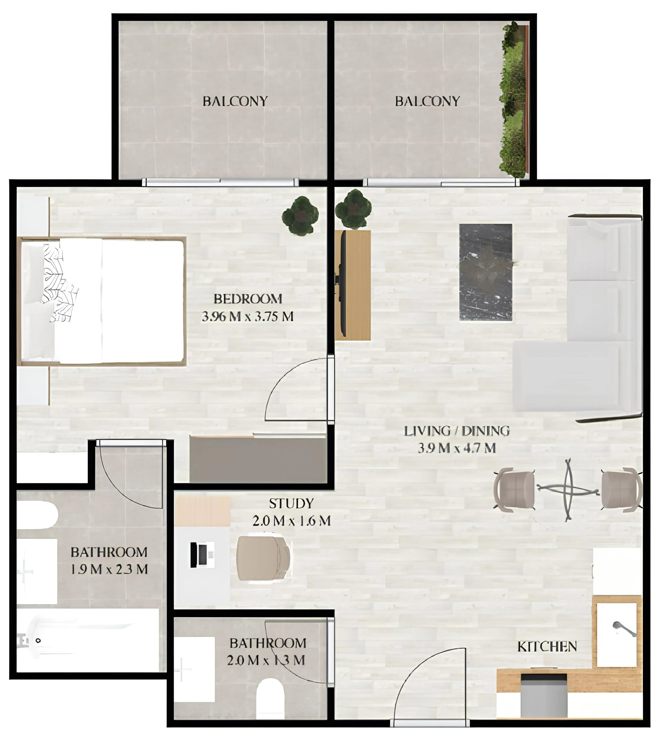 Maimoon Gardens 1 BR floor plan in JVC (Jumeirah Village Circle), Dubai, by Fakhruddin Properties Development