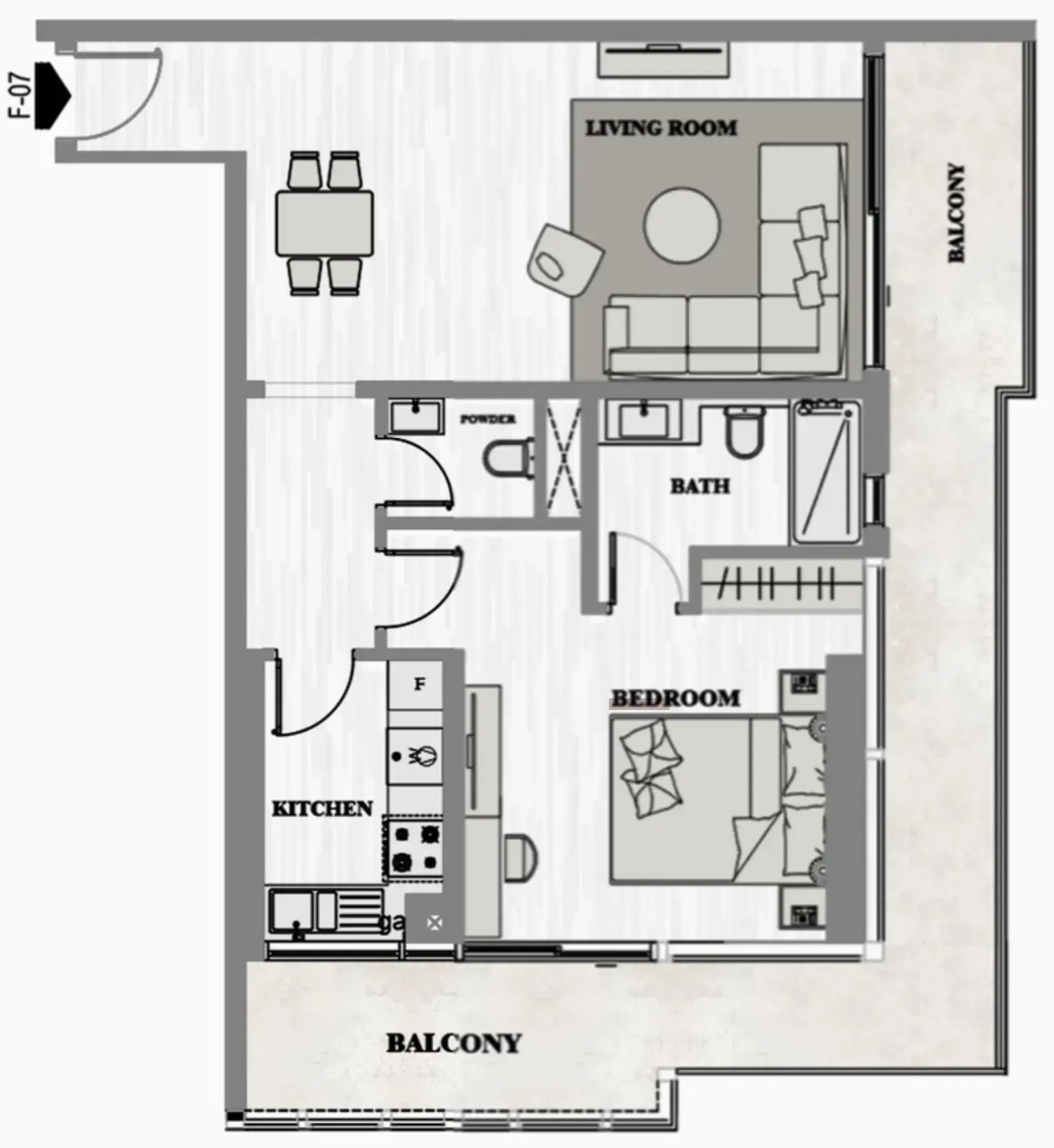 1 BR layout at Greygate Residences by ADE