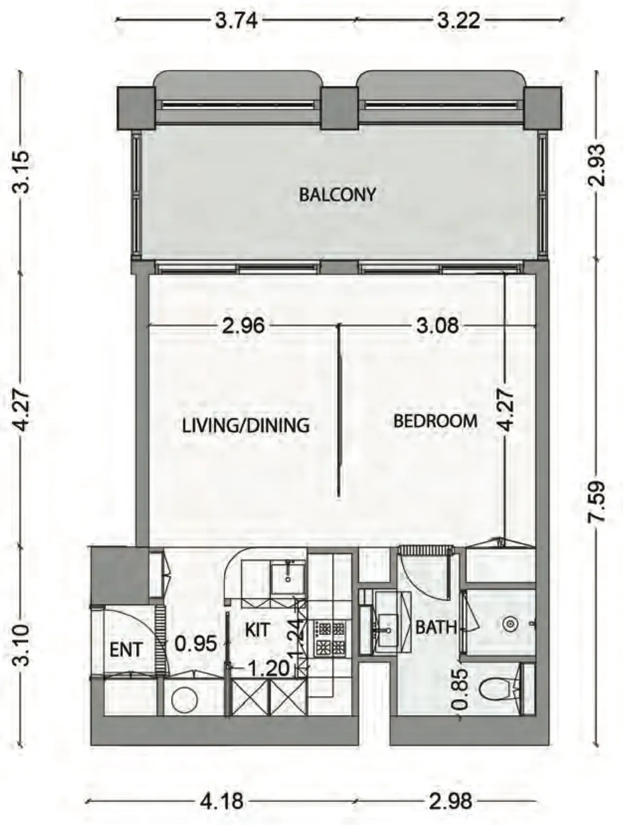 1 BR layout at Elire Managed by LUX