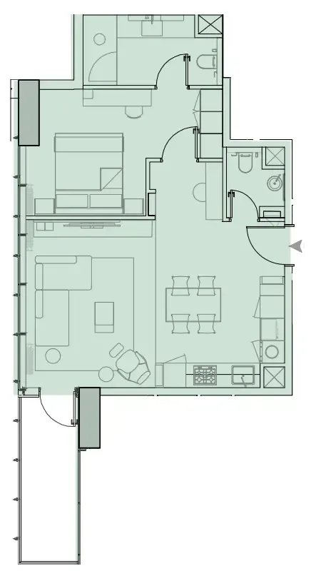 1 BR layout at Wynwood Horizon