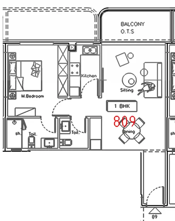1 BR layout at Dreamlife Residences