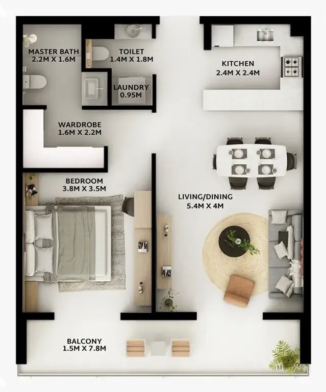 1 BR layout at Viera Residences